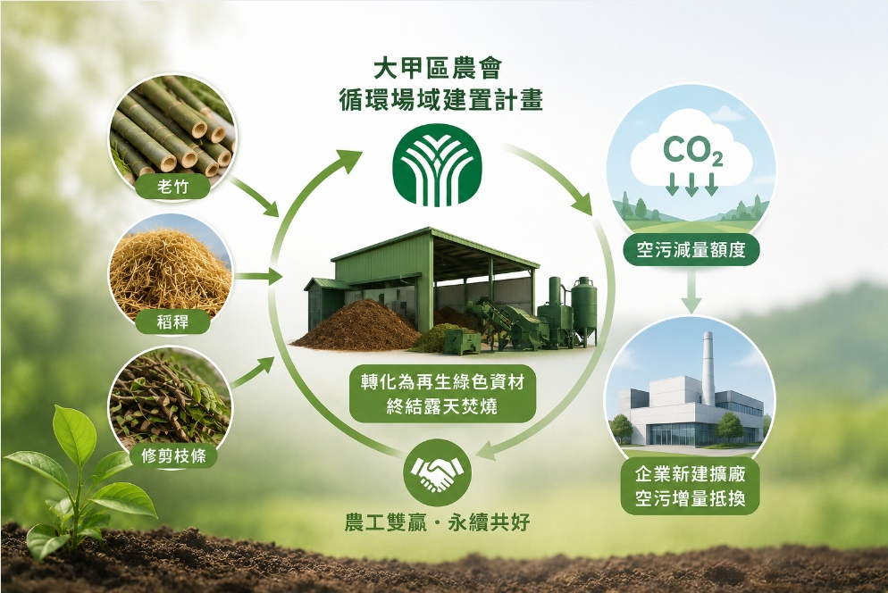 智匯綠能公司輔導大甲區農會與污染物減排抵換農工雙贏模式